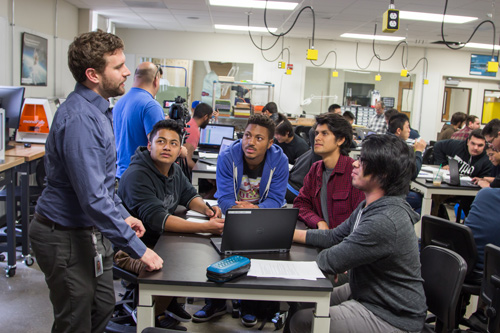 students in fab lab