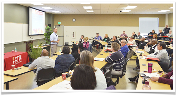 flex day Jeff Duncan Andrade speaking to adjunct faculty during Adjunct Symposium
