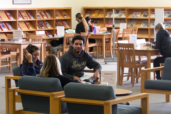 Students using Group Tables at the library