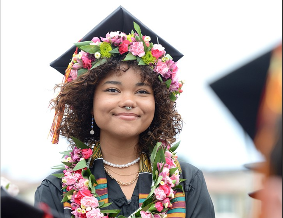Graduate in commencement regalia