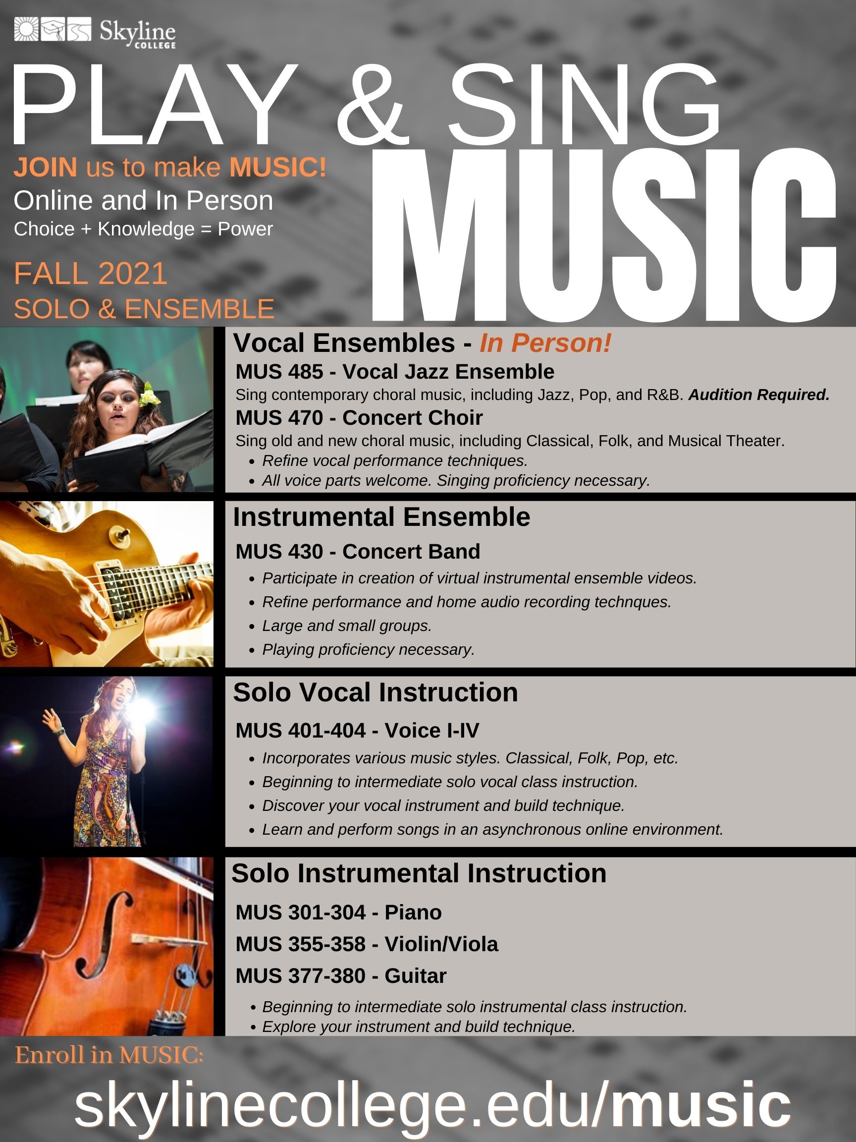 Fall 2021 Music Course Promo Flyer