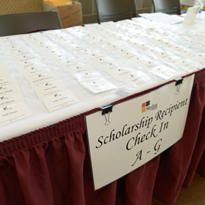 image of scholarship recipients' name tags