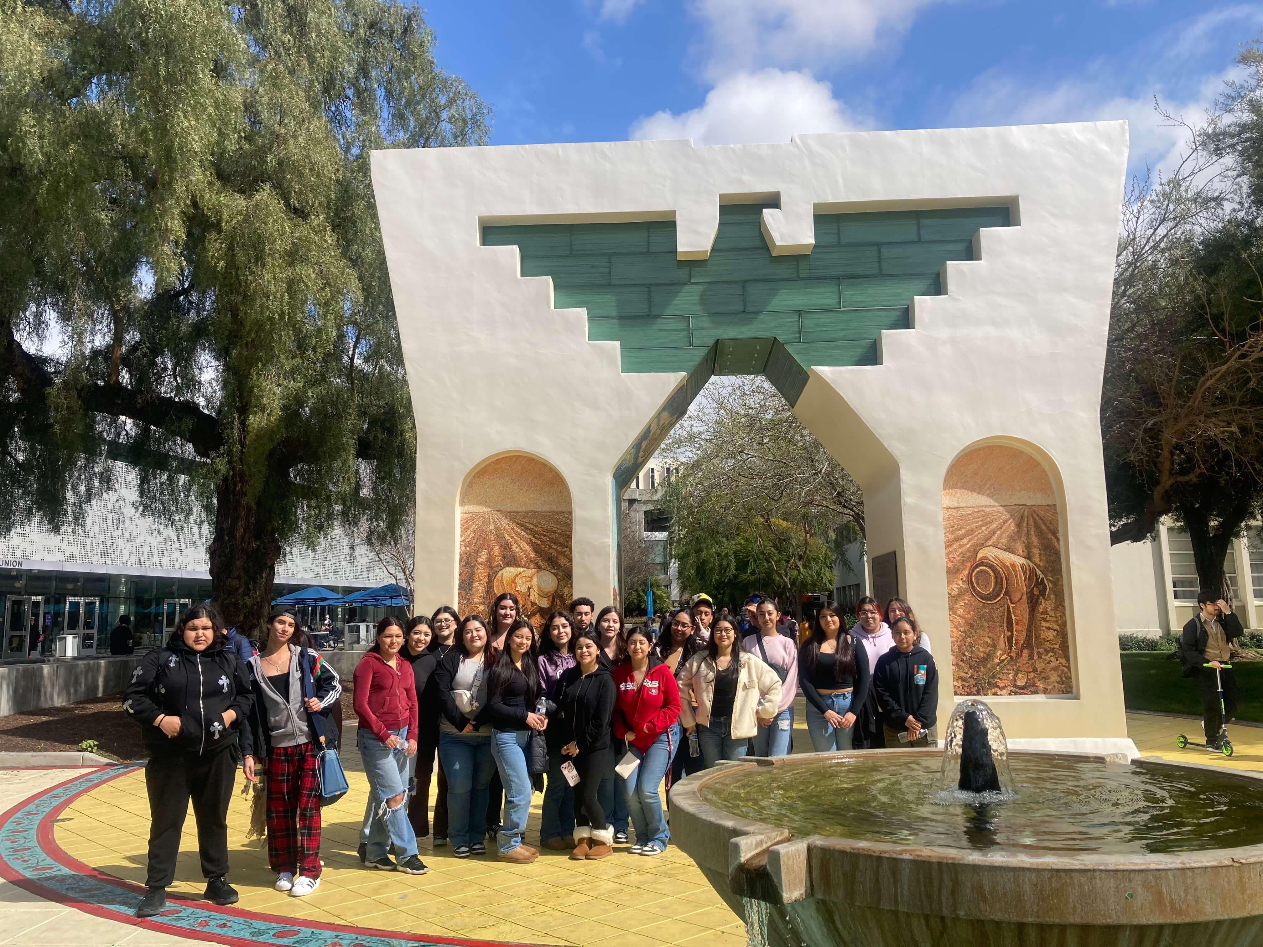 Puente students pose for a photo on a field trip