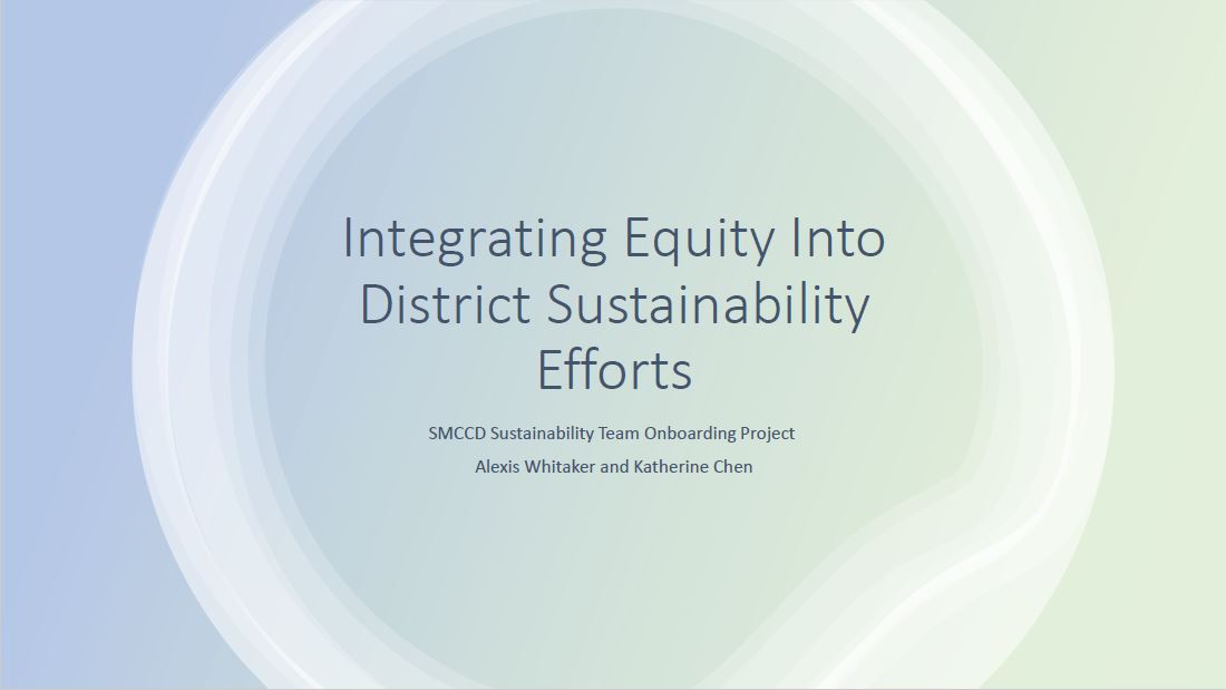 first slide of presentation: equity and sustainability