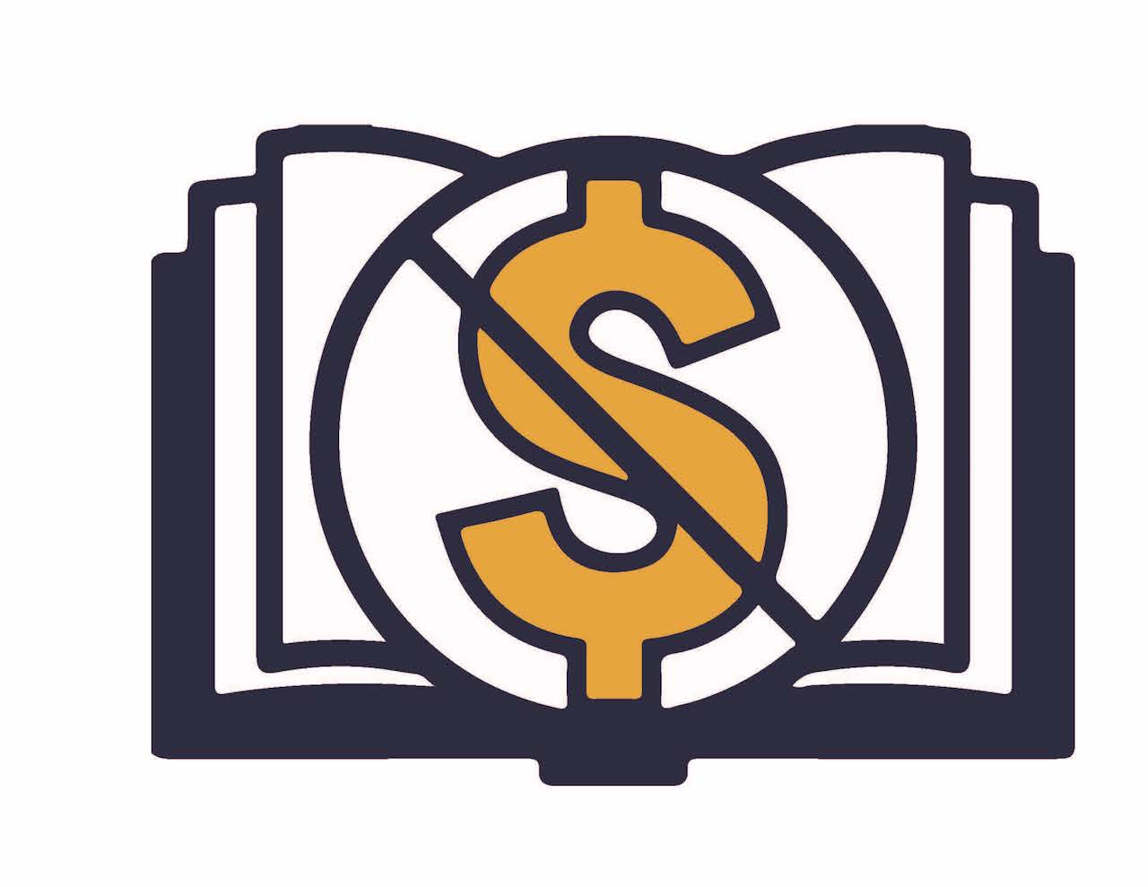 Dollar sign with a line through it - zero textbook cost icon